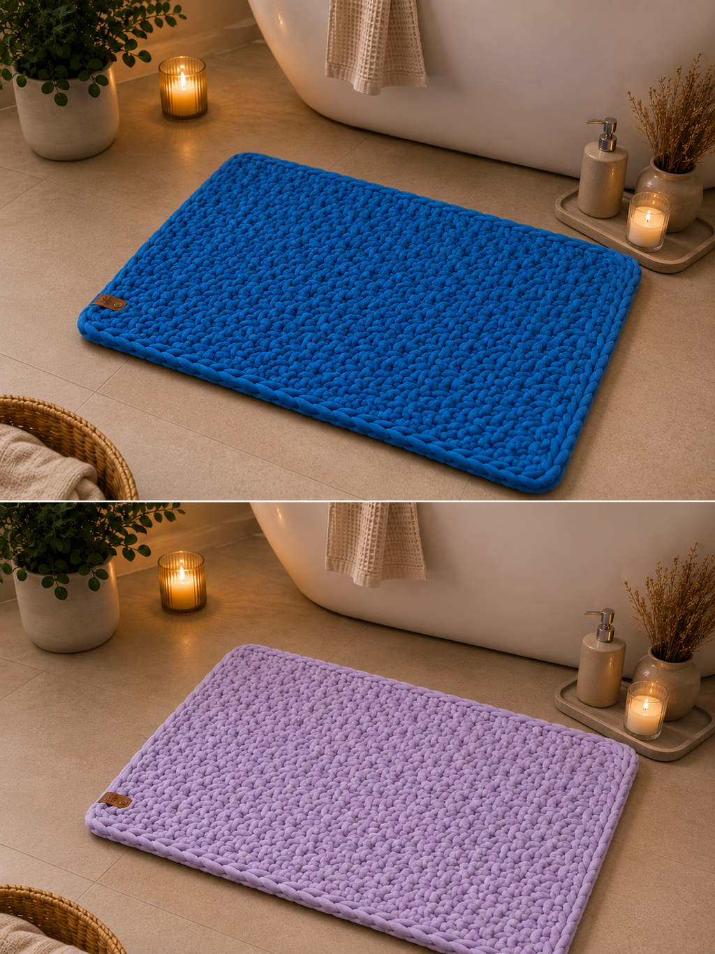 Badematte gehäkelt – Badezimmer-Vorleger, 39x60 cm, 9mm Bobbiny