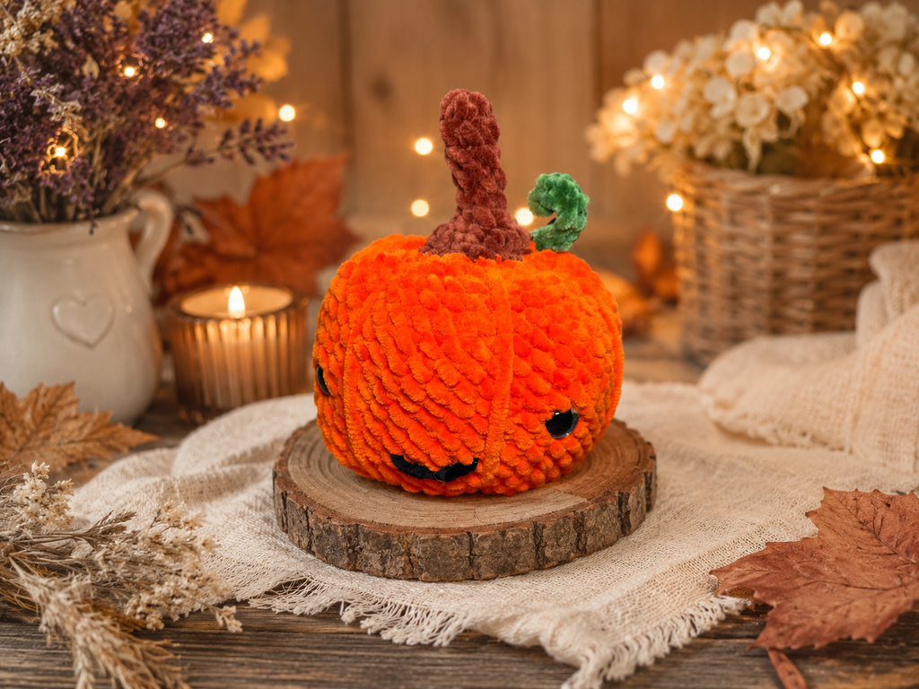 Amigurumi Kürbis mit Gesicht | Handgemacht | Herbstdeko