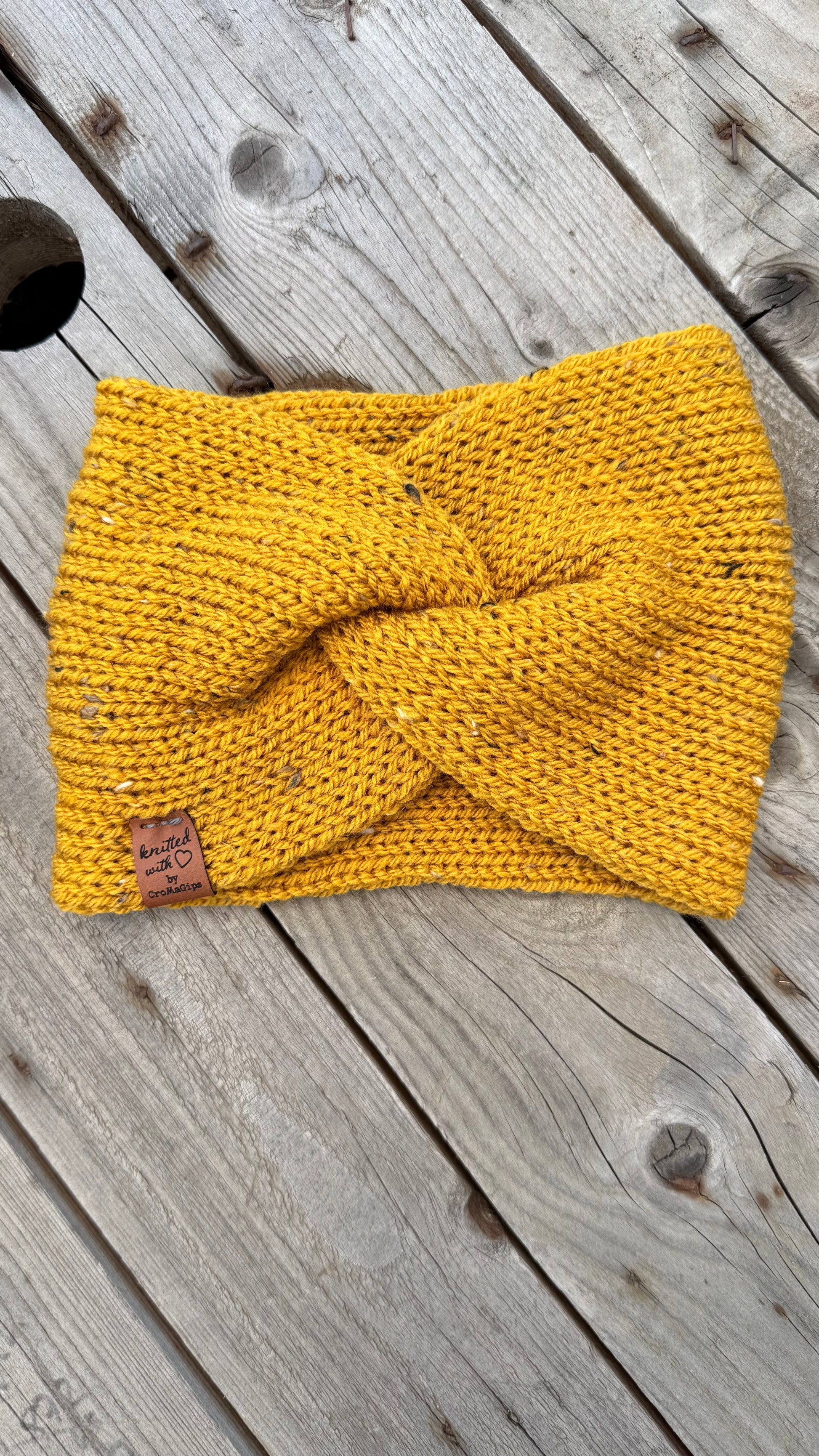Stirnband mit Flechtoptik – Mustard, Uni Größe