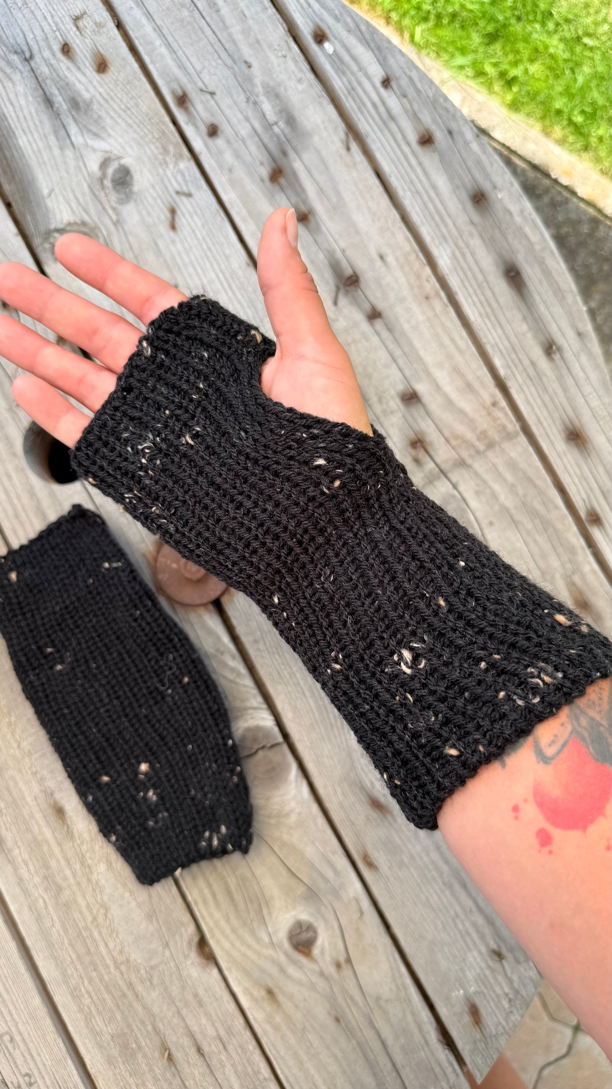 Lange Handstulpen – Alpaka & Baumwolle Mix