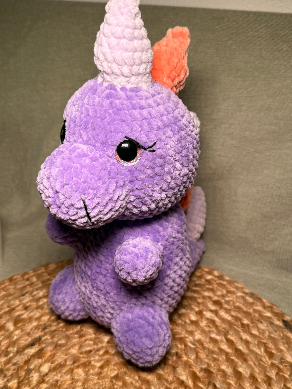 Amigurumi Dino „Grisu und Rosalie“ | Handgemacht aus Chenille-Wolle | Zertifiziert