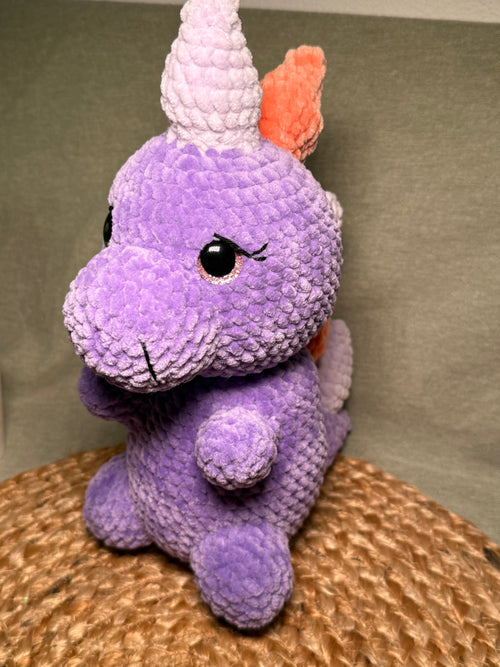 Amigurumi Dino „Grisu und Rosalie“ | Handgemacht aus Chenille-Wolle | Zertifiziert