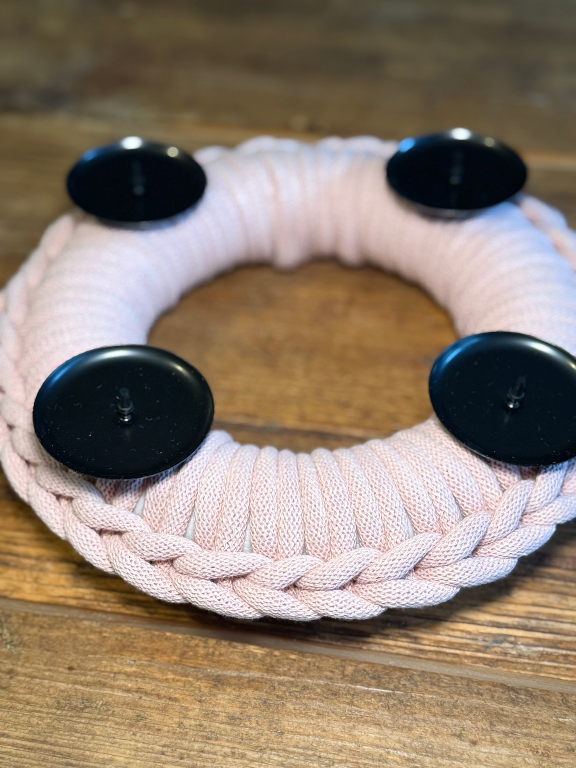 Handgemachter Adventskranz aus Bobbiny-Garn | Ø 25,5 cm | Minimalistisch & dekorierbar