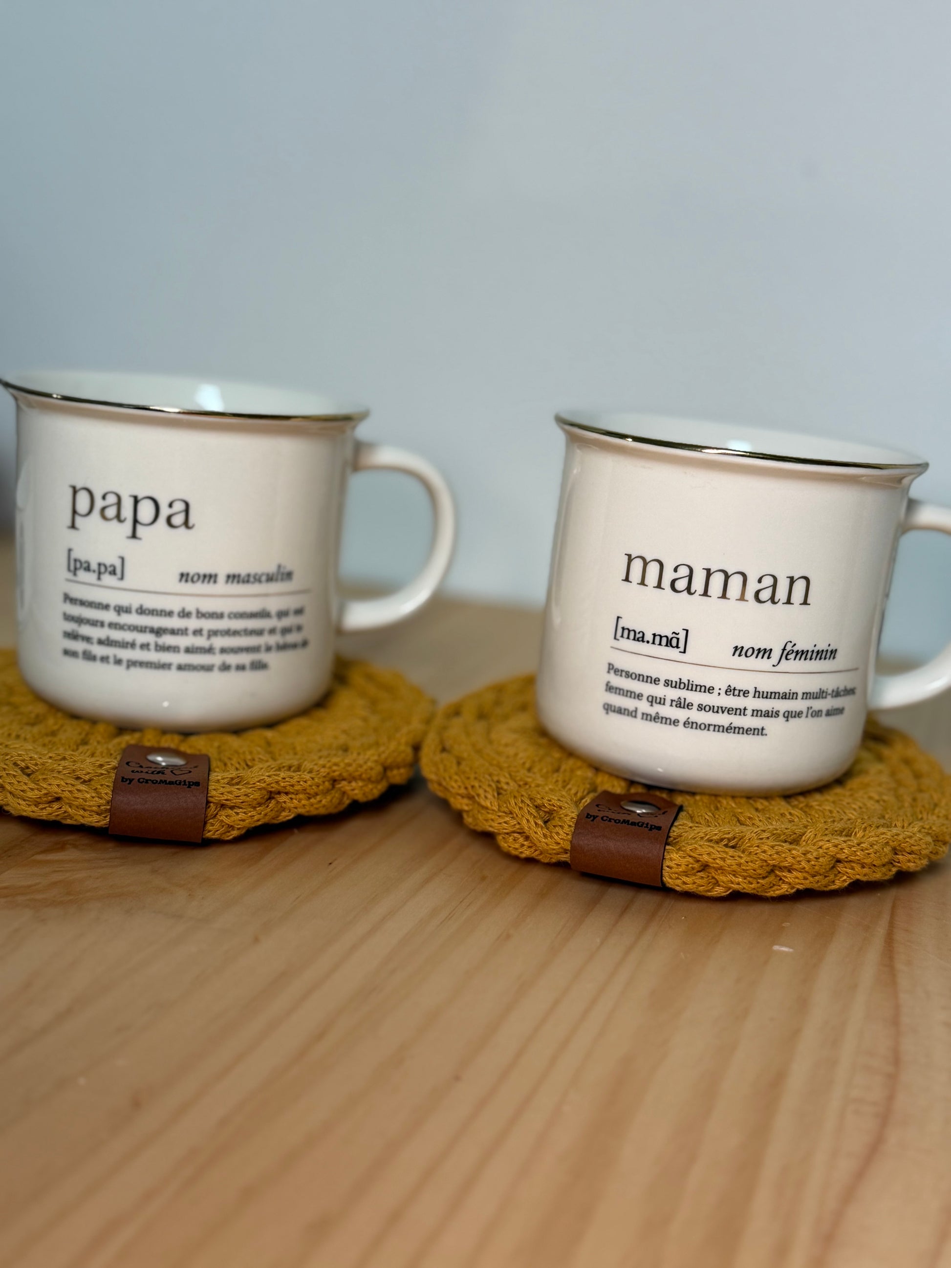 Keramik-Tassen „Maman“ ; „Papa“ | Französischer Charme | 250ml