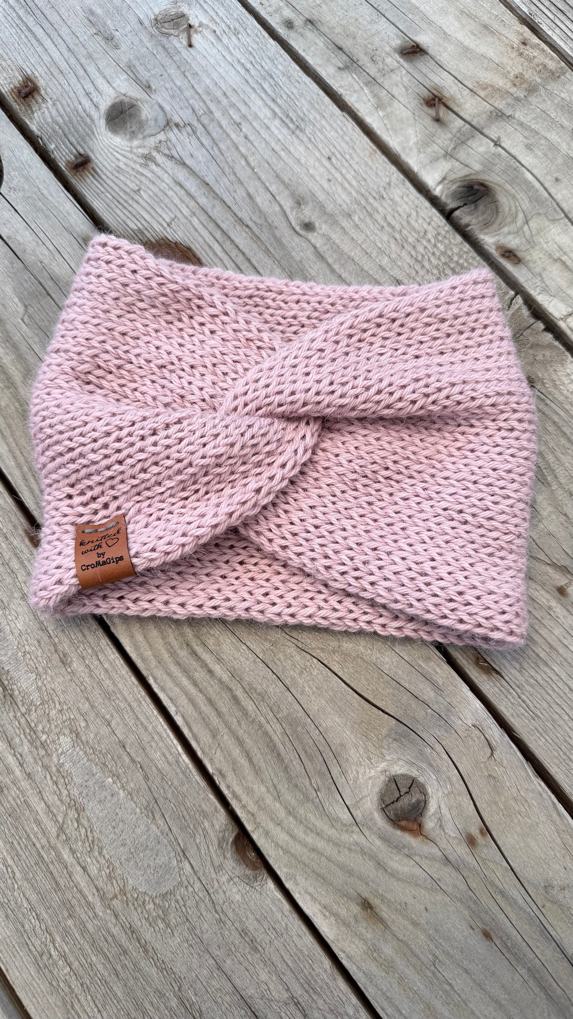 Stirnband mit Flechtoptik – Rosa, Uni Größe