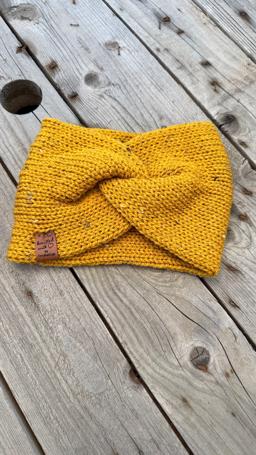 Stirnband mit Flechtoptik – Mustard, Uni Größe