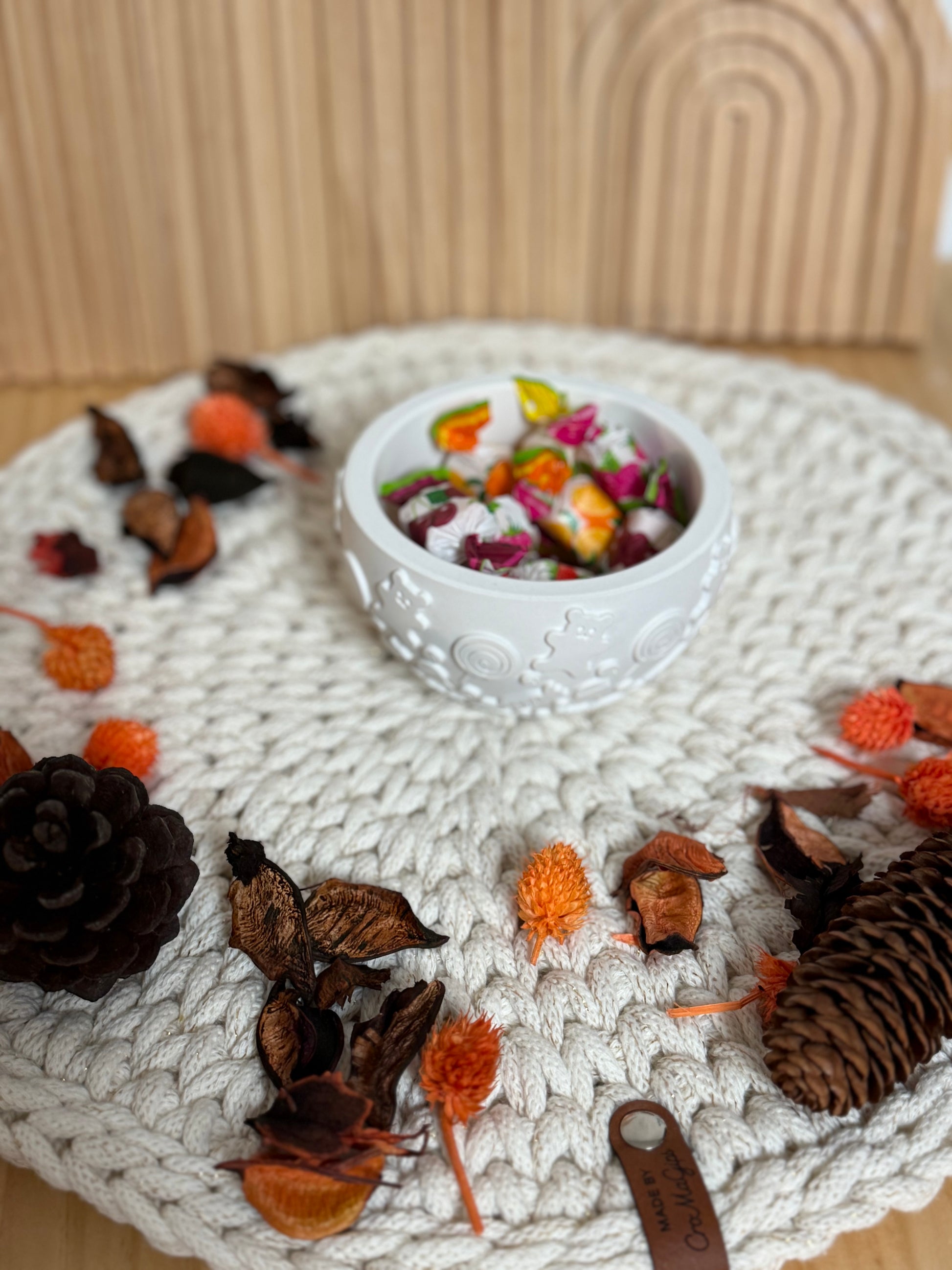 Candy-Schale mit Bären-; Bonbon-Muster | Handgemacht aus Kerakraft