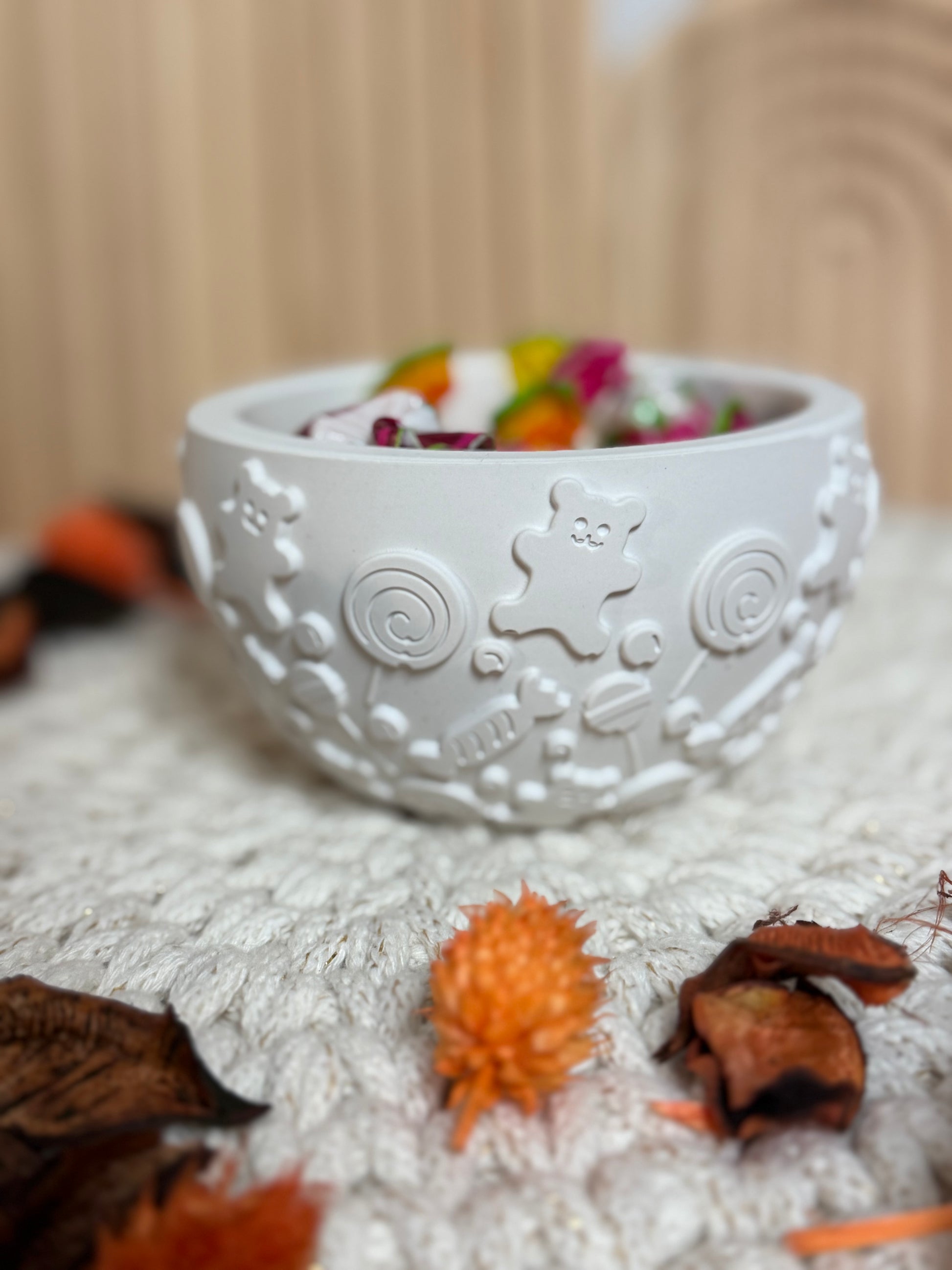 Candy-Schale mit Bären-; Bonbon-Muster | Handgemacht aus Kerakraft
