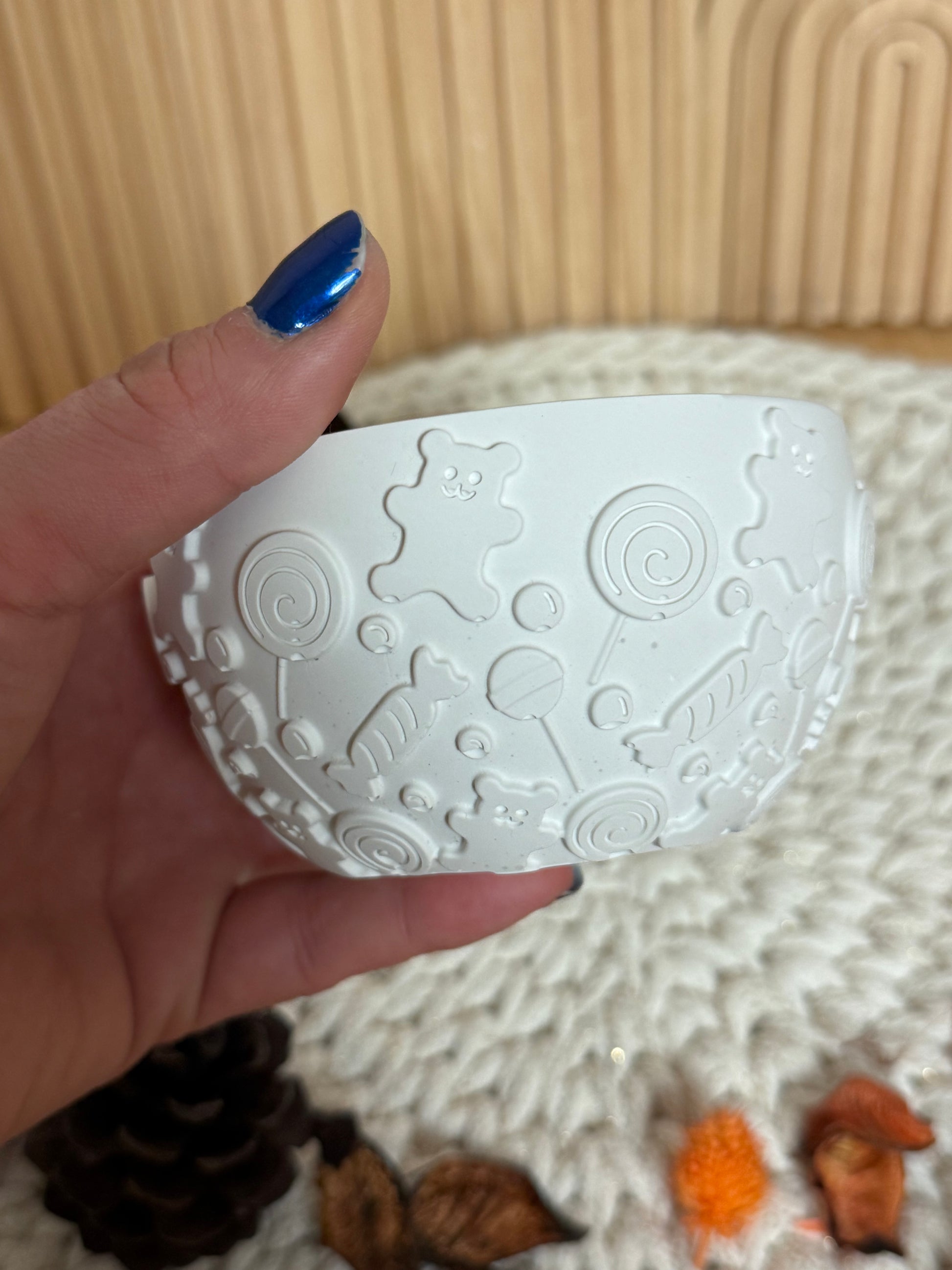 Candy-Schale mit Bären-; Bonbon-Muster | Handgemacht aus Kerakraft