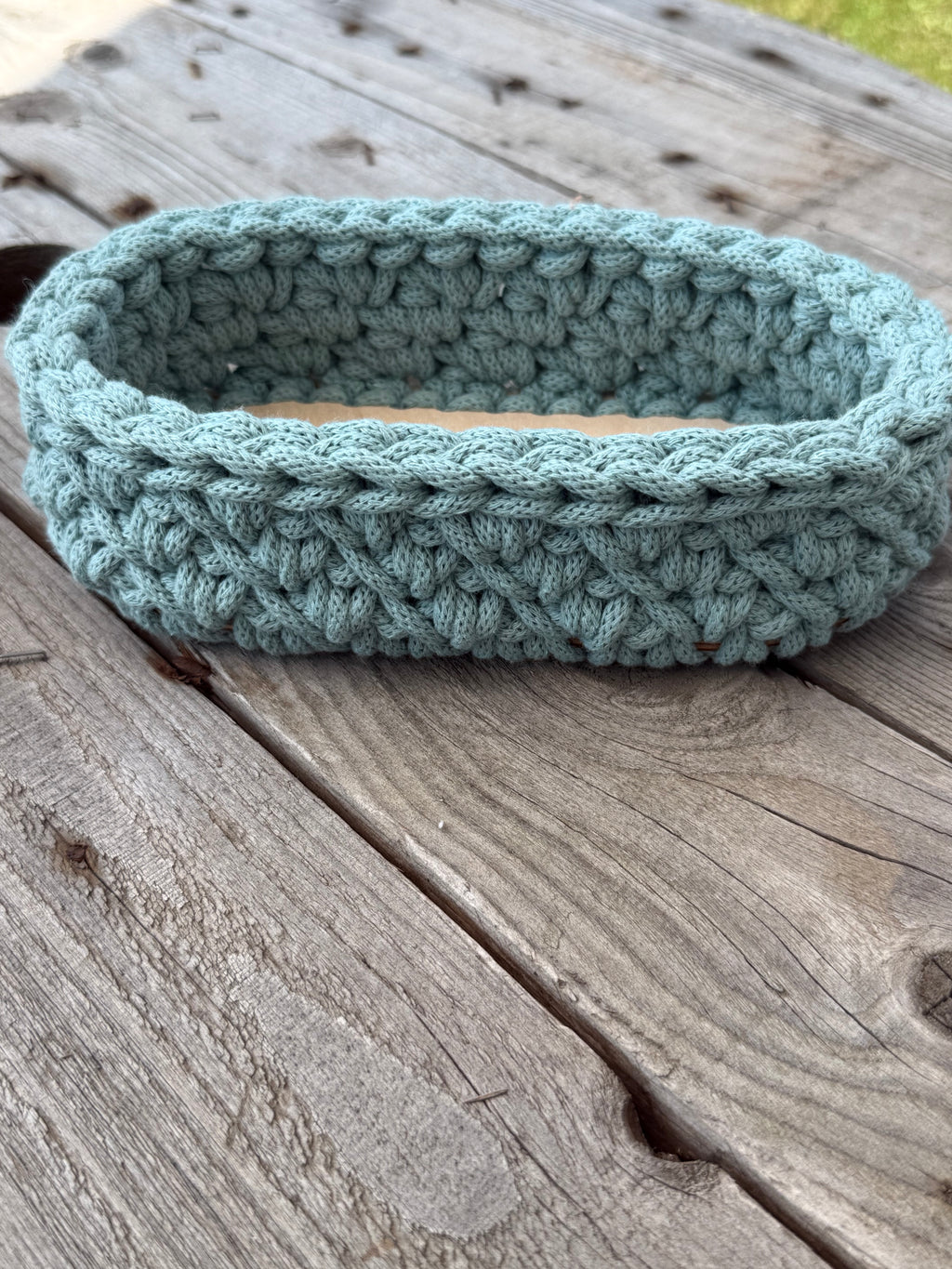 Oval-Korb mit Holzboden – Gänsefüßchen-Muster, Dugg eng