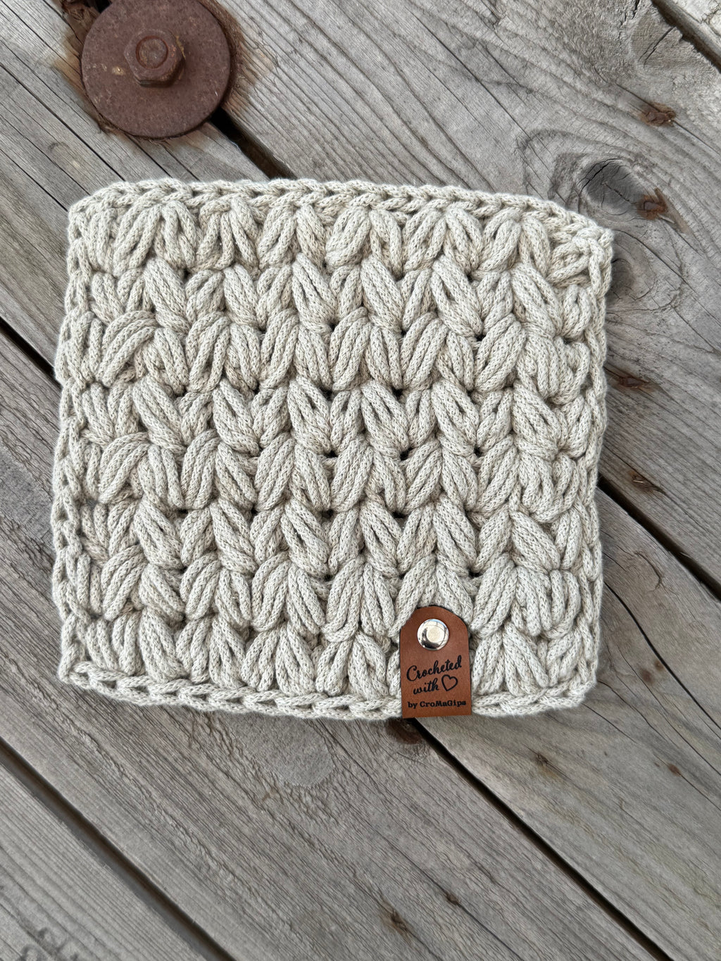 Untersetzer & Topflappen gehäkelt – Herzmuster, 17x17 cm