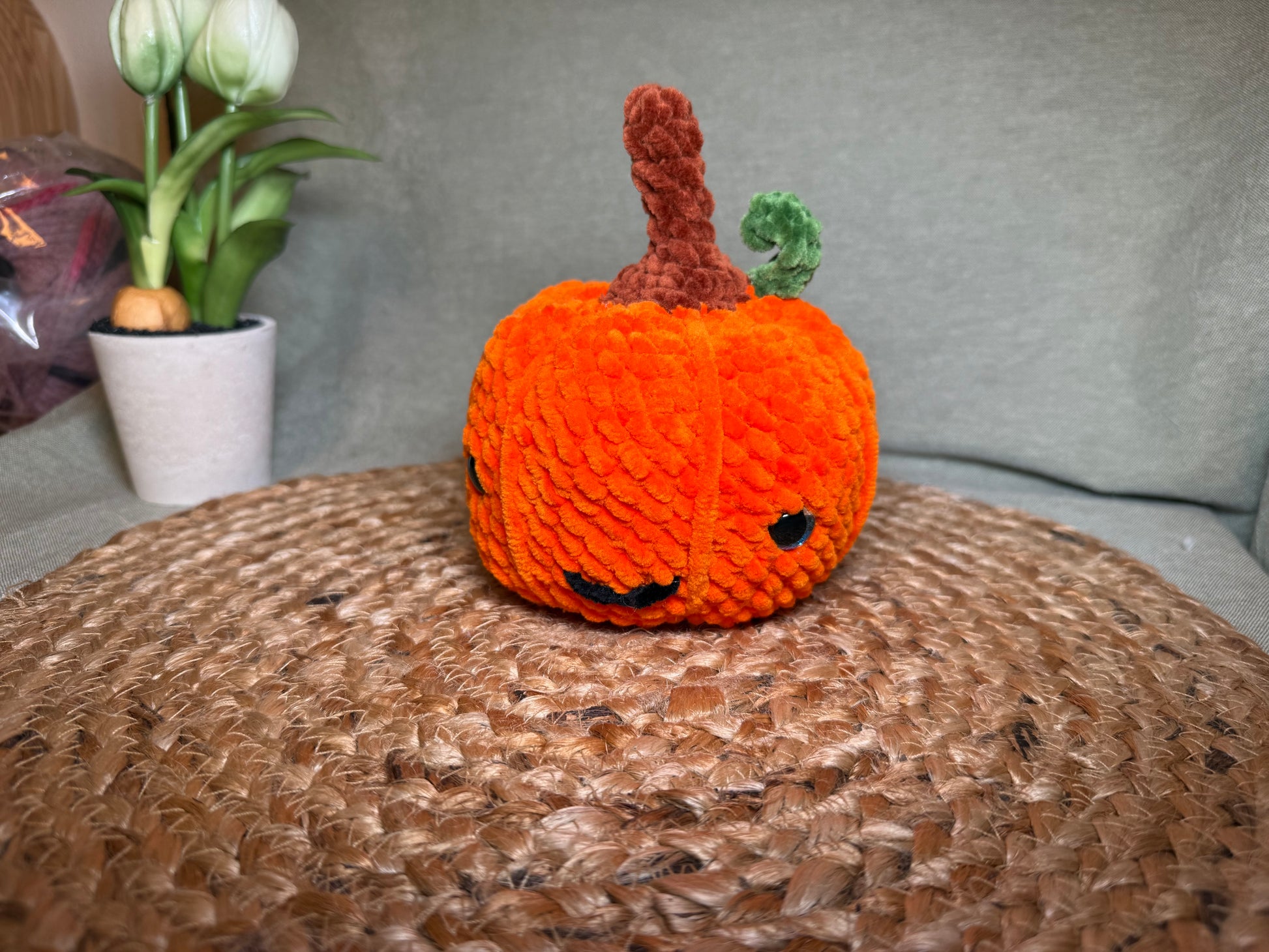 Amigurumi Kürbis mit Gesicht | Handgemacht | Herbstdeko