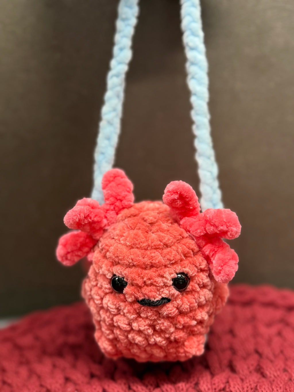Tiere auf der Schaukel – handgehäkelte Amigurumis, ca. 17 cm – perfekte Deko für den Autospiegel