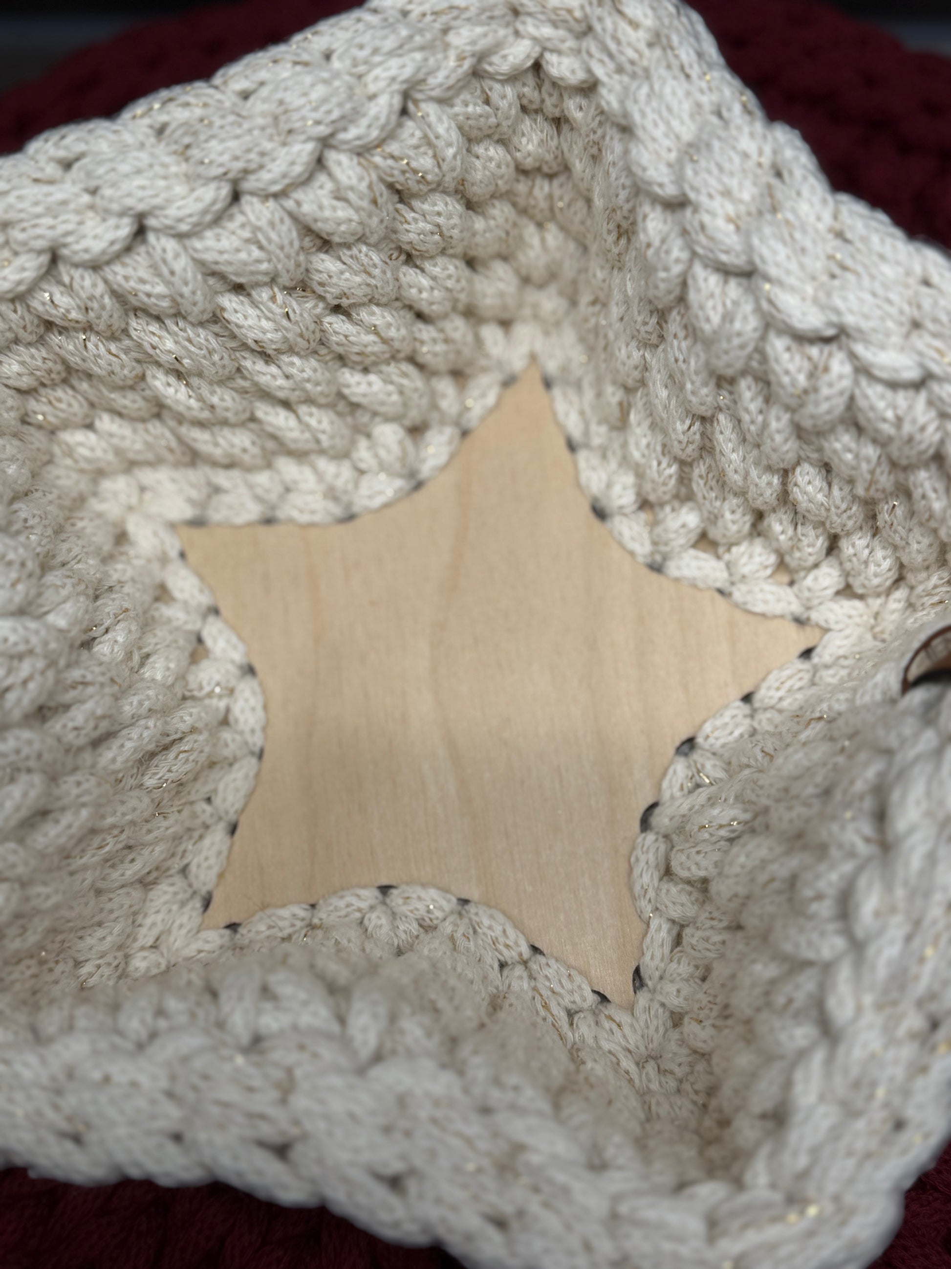 Handgehäkelter Stern-Korb mit Holzboden – aus 5 mm Bobbiny-Garn, verschiedene Farben &amp; Größen