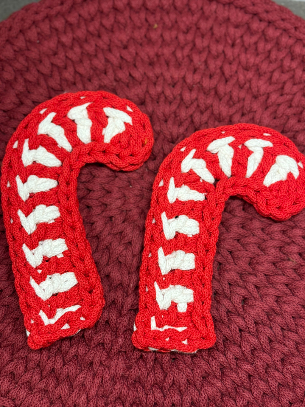 Große gehäkelte Zuckerstange – handgemacht aus 5 mm Bobbiny-Garn, ca. 18 cm