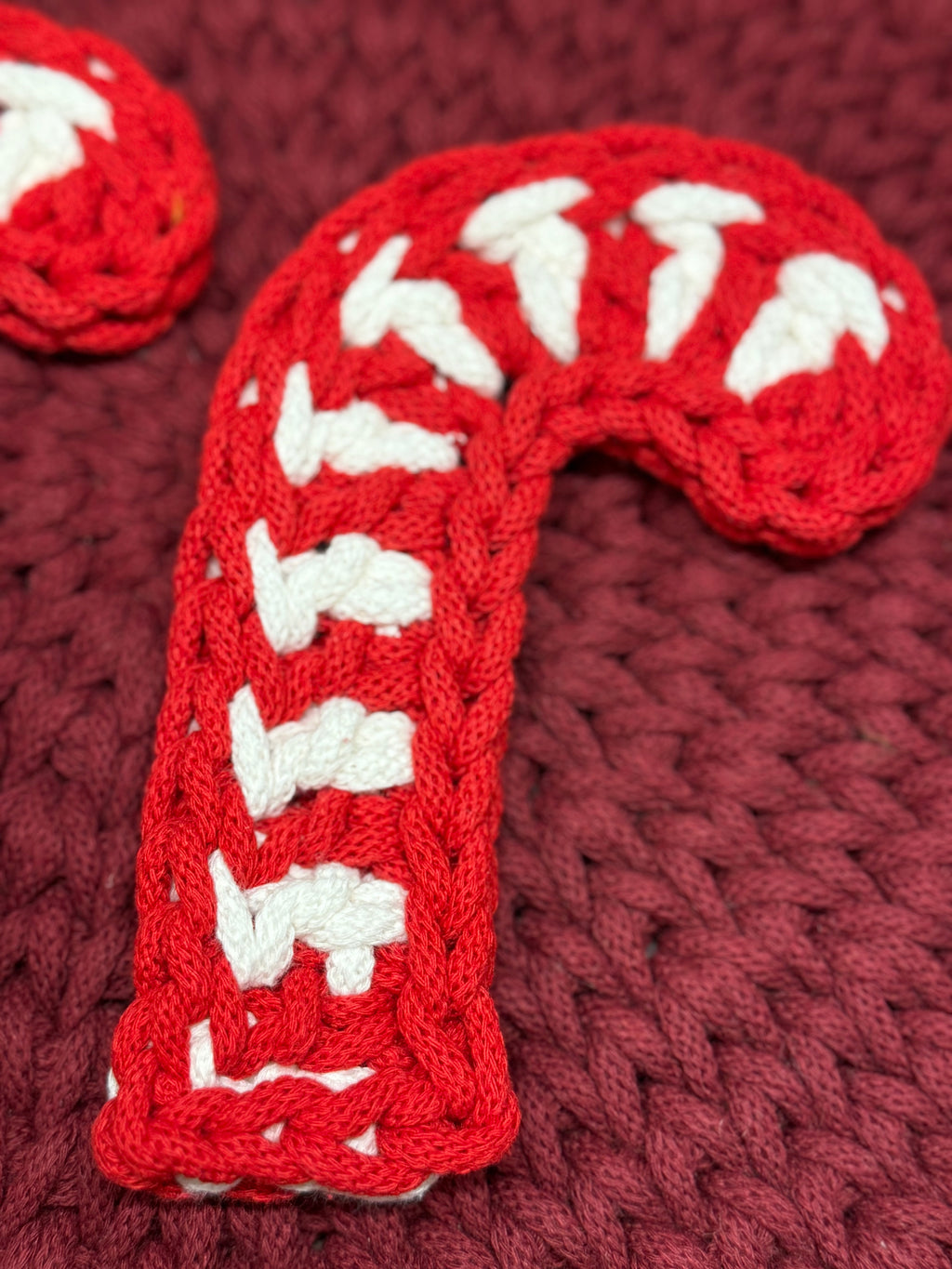 Große gehäkelte Zuckerstange – handgemacht aus 5 mm Bobbiny-Garn, ca. 18 cm