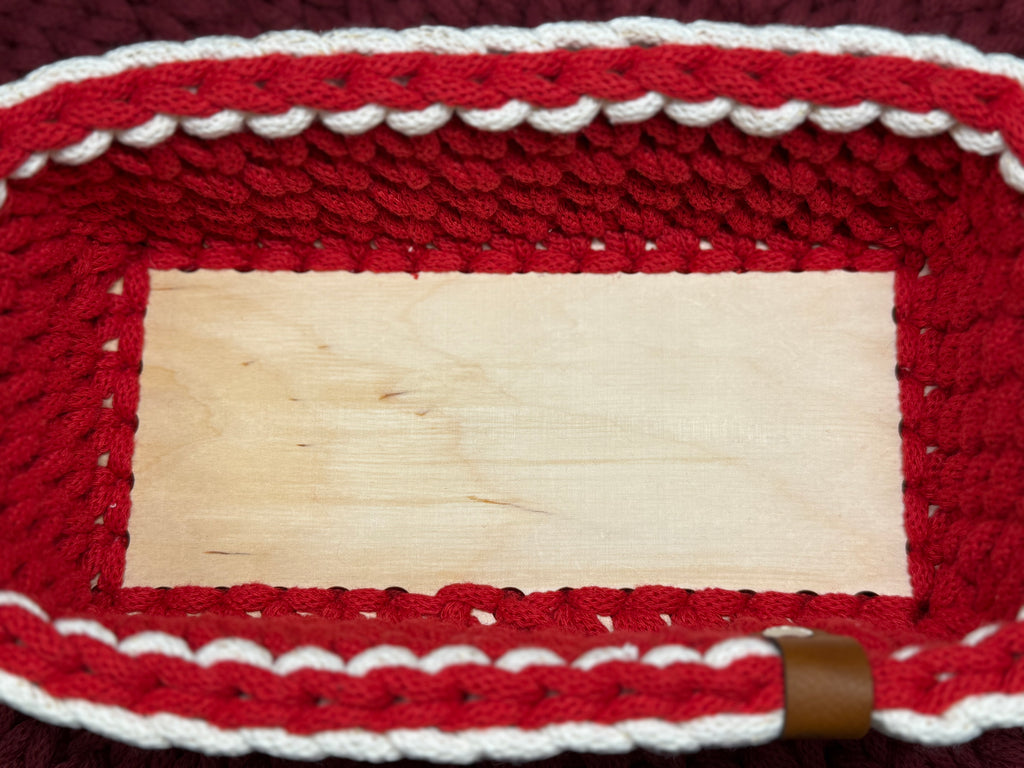 Rechteckiger Korb – handgehäkelt aus 5 mm Bobbiny-Garn, ca. 24 x 8 cm