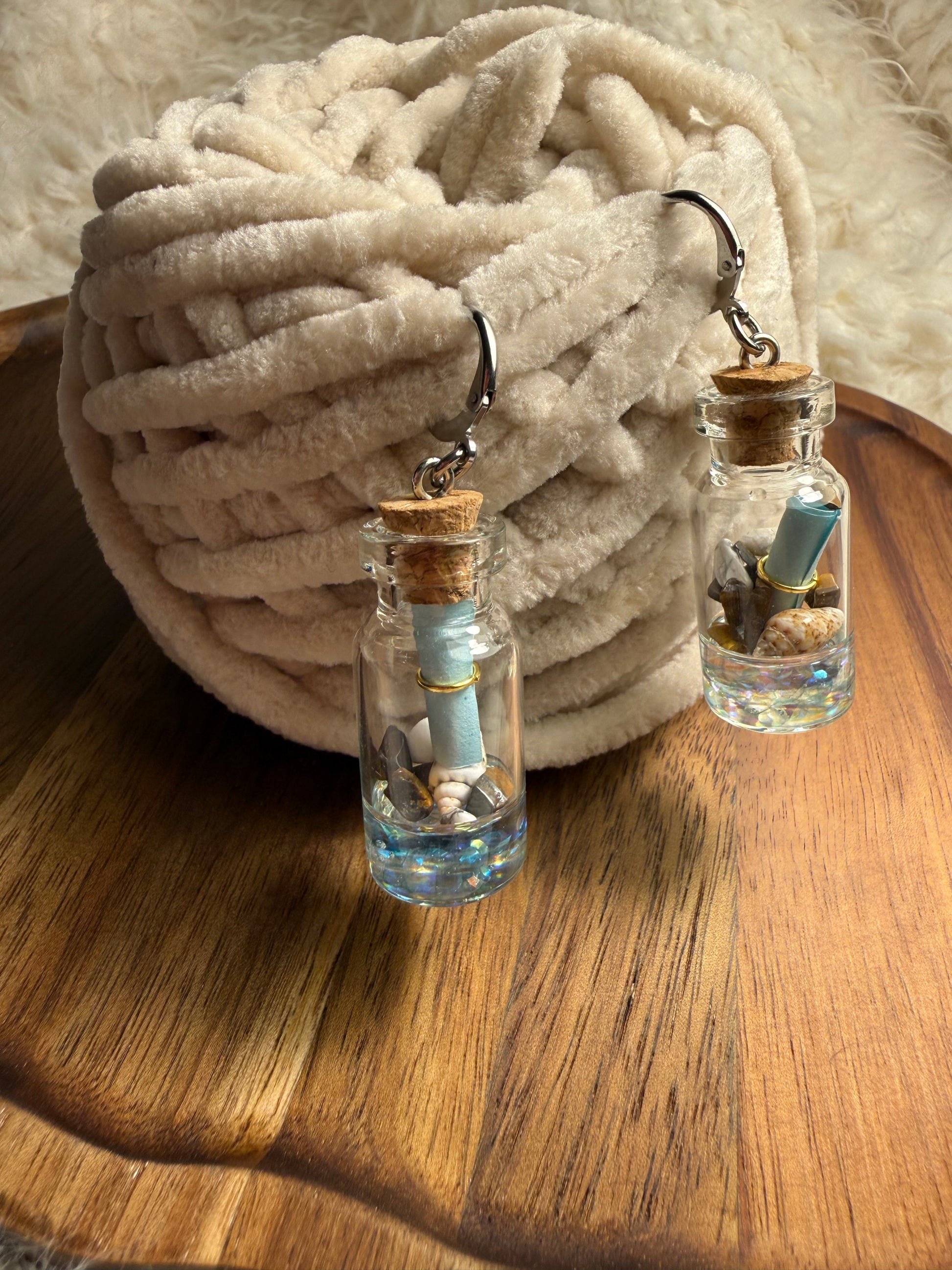 Maschenmarkierer Flaschenpost – See-Optik mit Muscheln