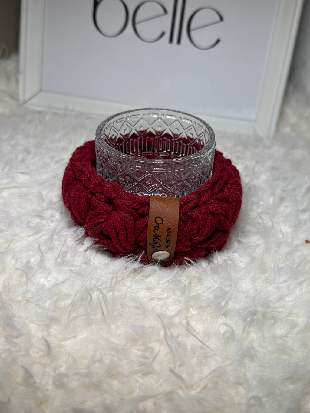 Kleiner Yasmin Korb mit Teelichtglas – Red Velvet
