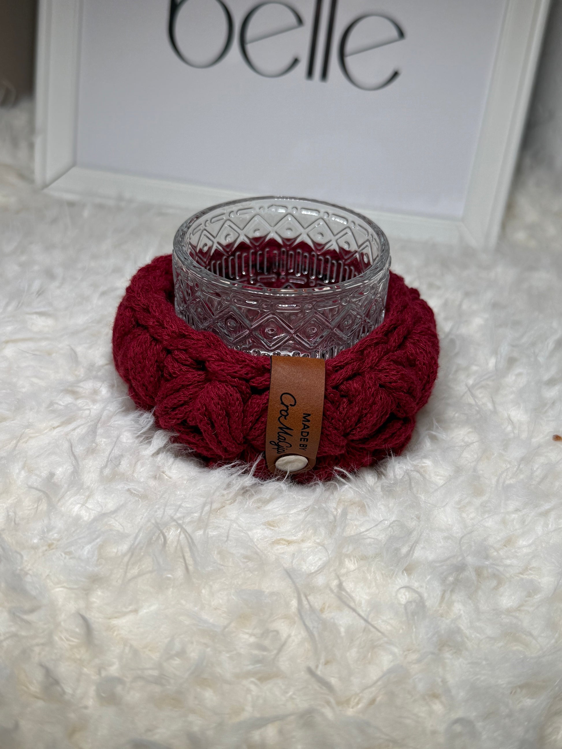 Kleiner Yasmin Korb mit Teelichtglas – Red Velvet