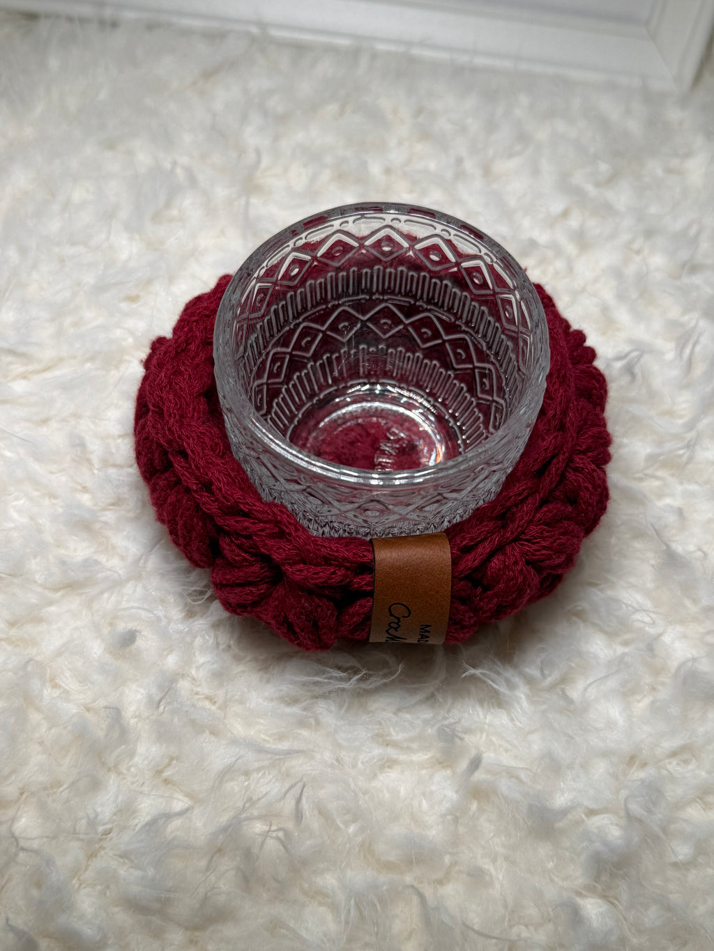 Kleiner Yasmin Korb mit Teelichtglas – Red Velvet