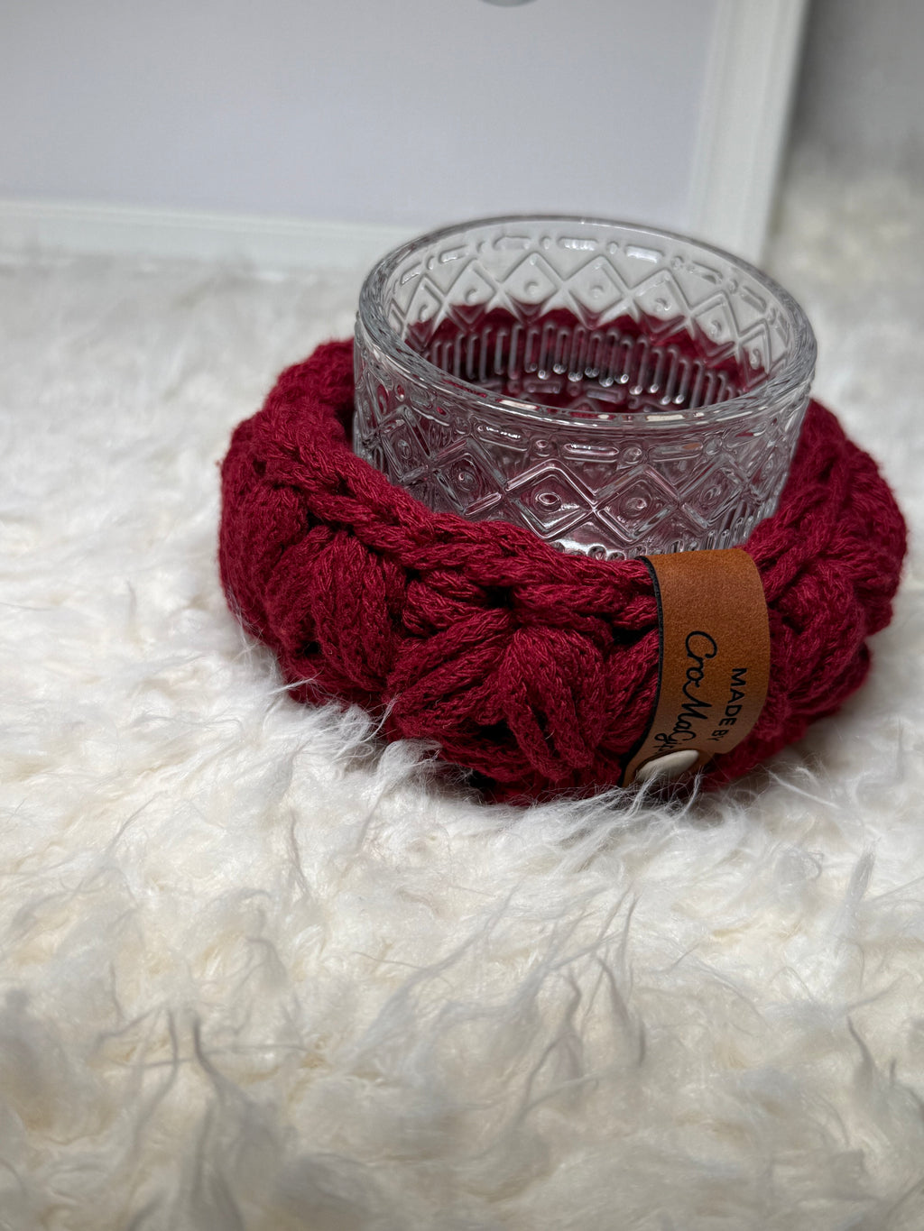 Kleiner Yasmin Korb mit Teelichtglas – Red Velvet