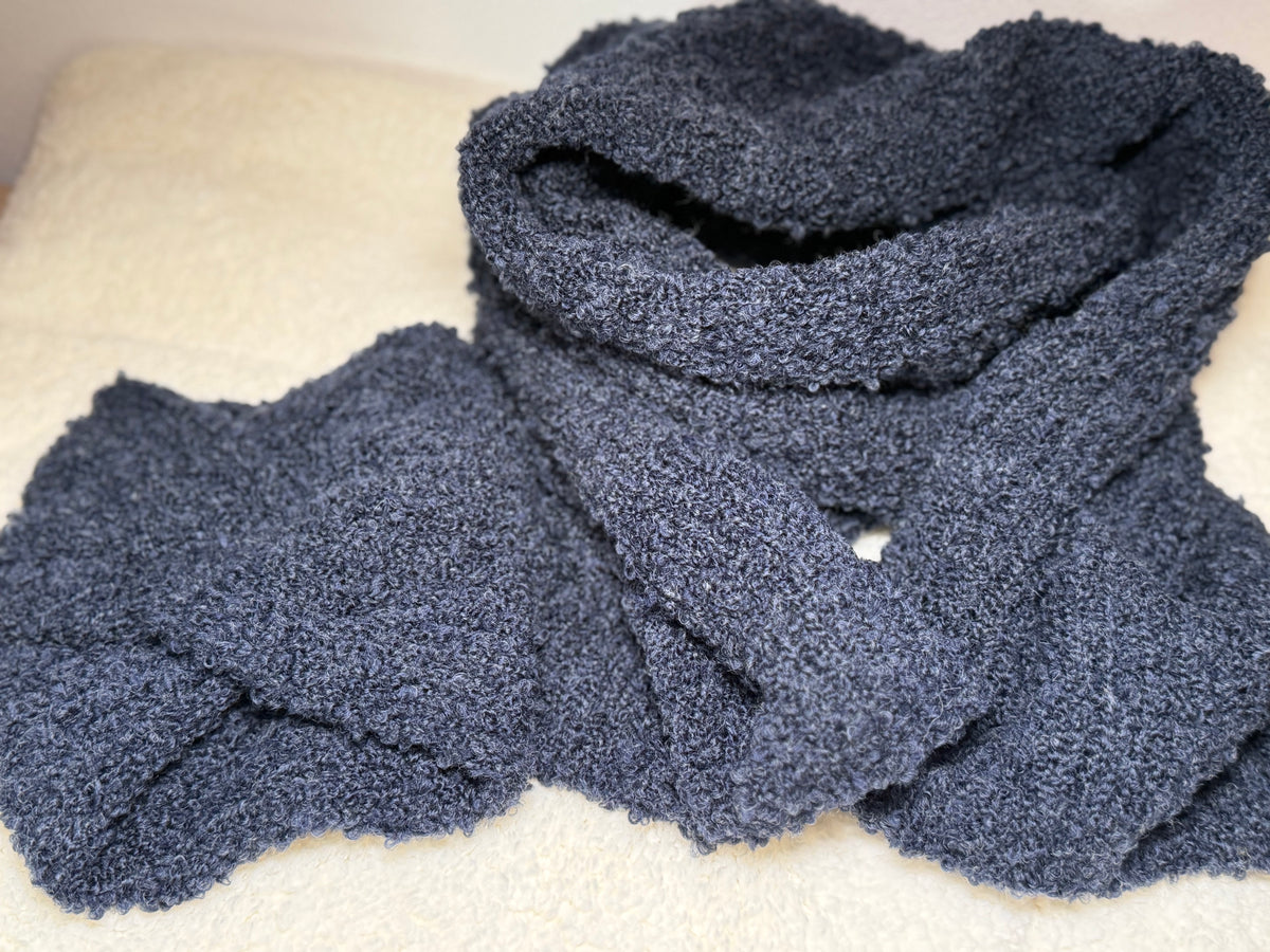 Teddy-Schal-Stirnband-Set – Dunkelblau