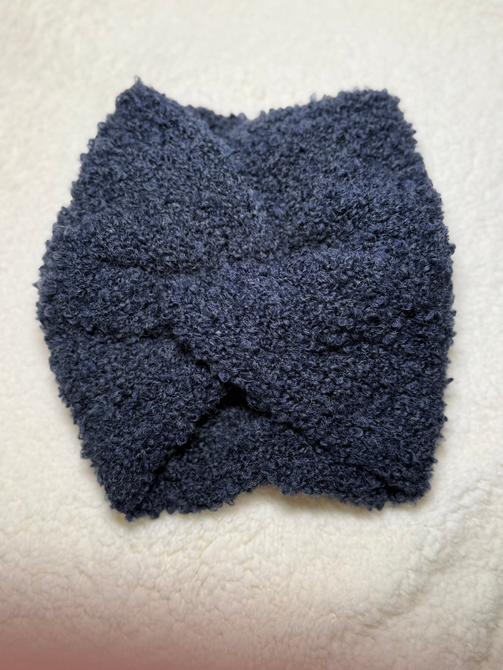Teddy-Schal-Stirnband-Set – Dunkelblau