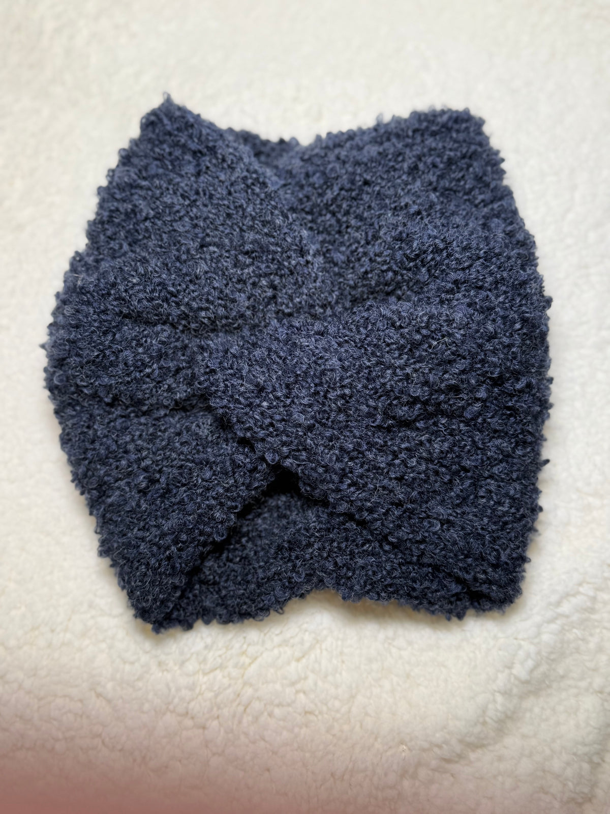 Teddy-Schal-Stirnband-Set – Dunkelblau