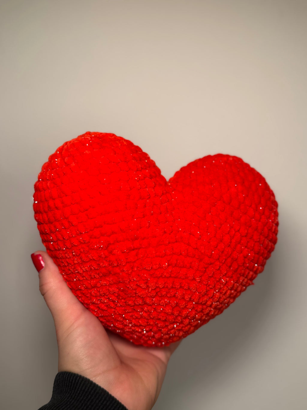 ❤️ Rotes Glitzer Herz – handgehäkelt