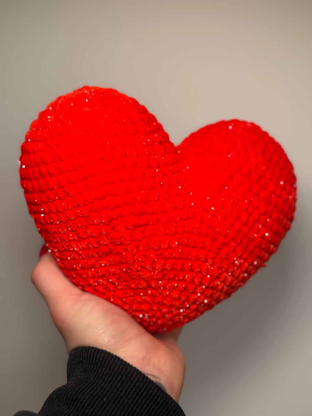 ❤️ Rotes Glitzer Herz – handgehäkelt