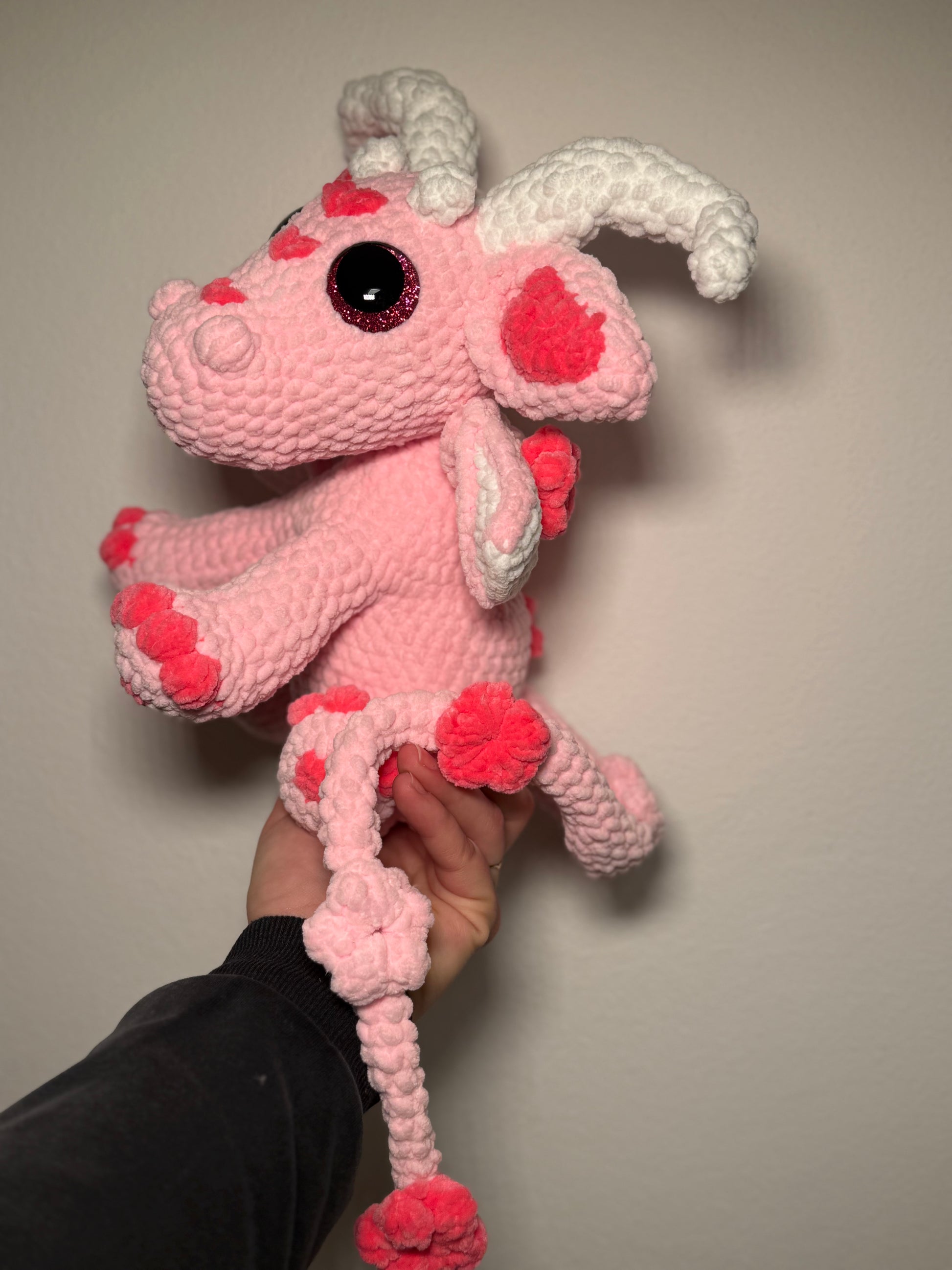 🌸🐉 Flower-Herz-Drache – handgehäkelt
