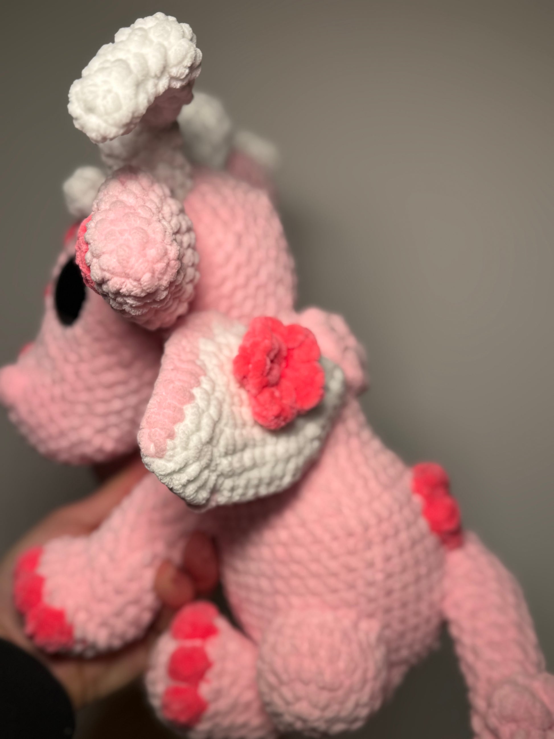 🌸🐉 Flower-Herz-Drache – handgehäkelt