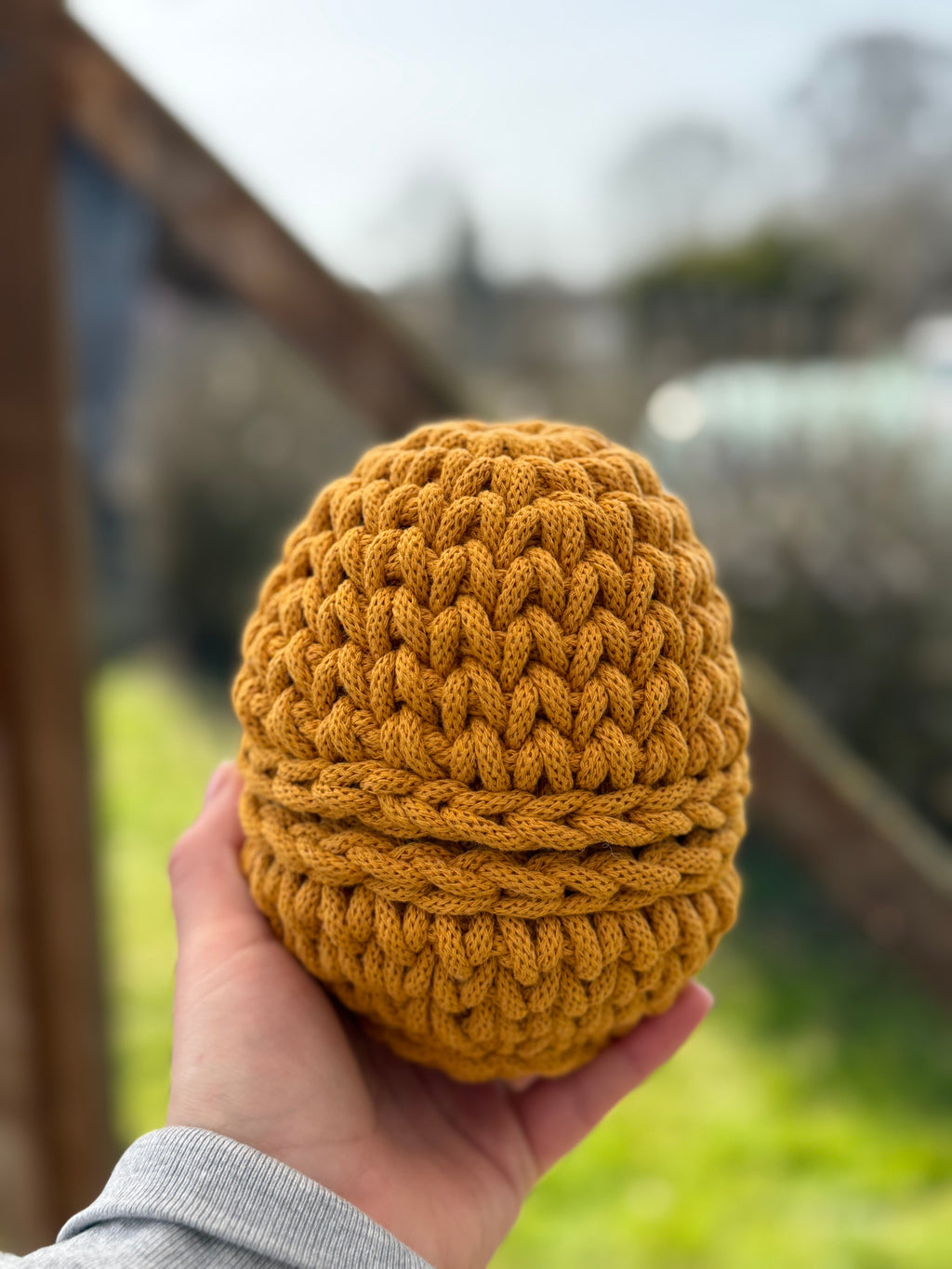 🧺 Handgehäkelter Eierkorb aus Bobbiny 5 mm