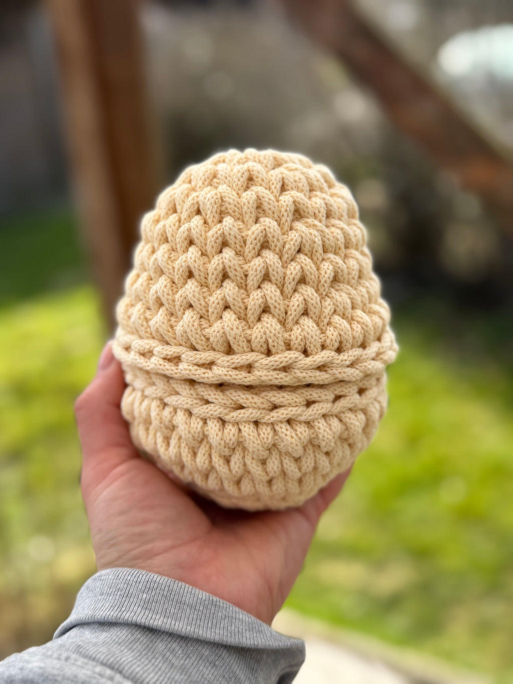 🧺 Handgehäkelter Eierkorb aus Bobbiny 5 mm
