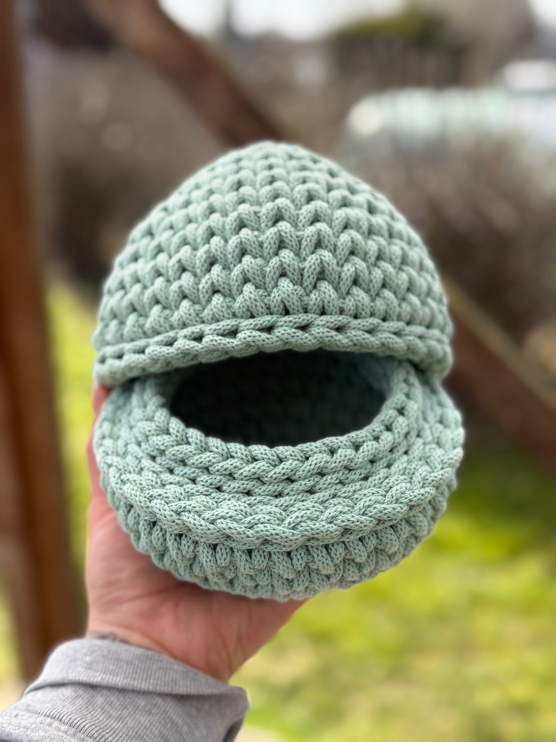 🧺 Handgehäkelter Eierkorb aus Bobbiny 5 mm