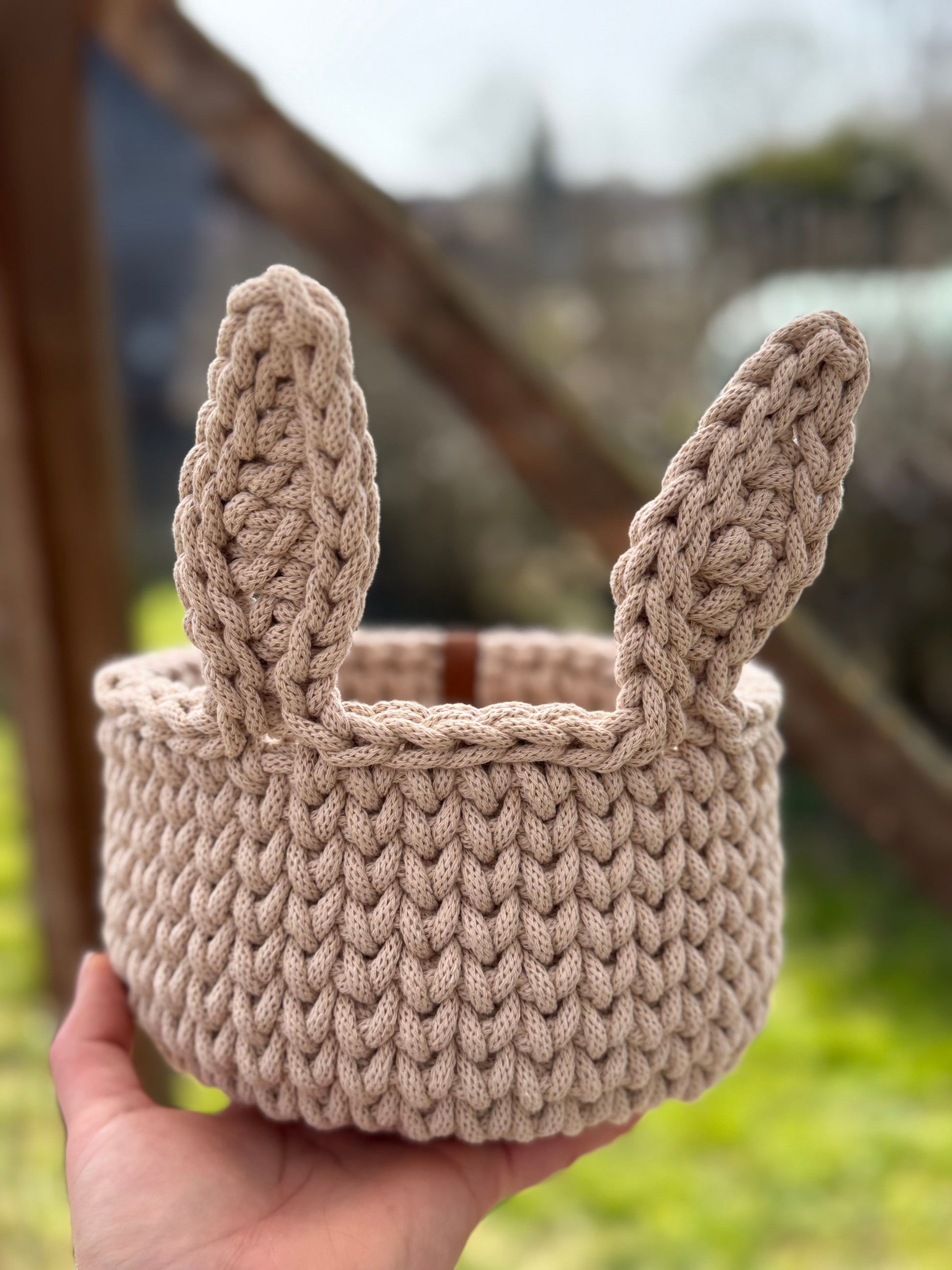 🐰 Handgehäkelter Osterhasen-Korb aus Bobbiny 5 mm